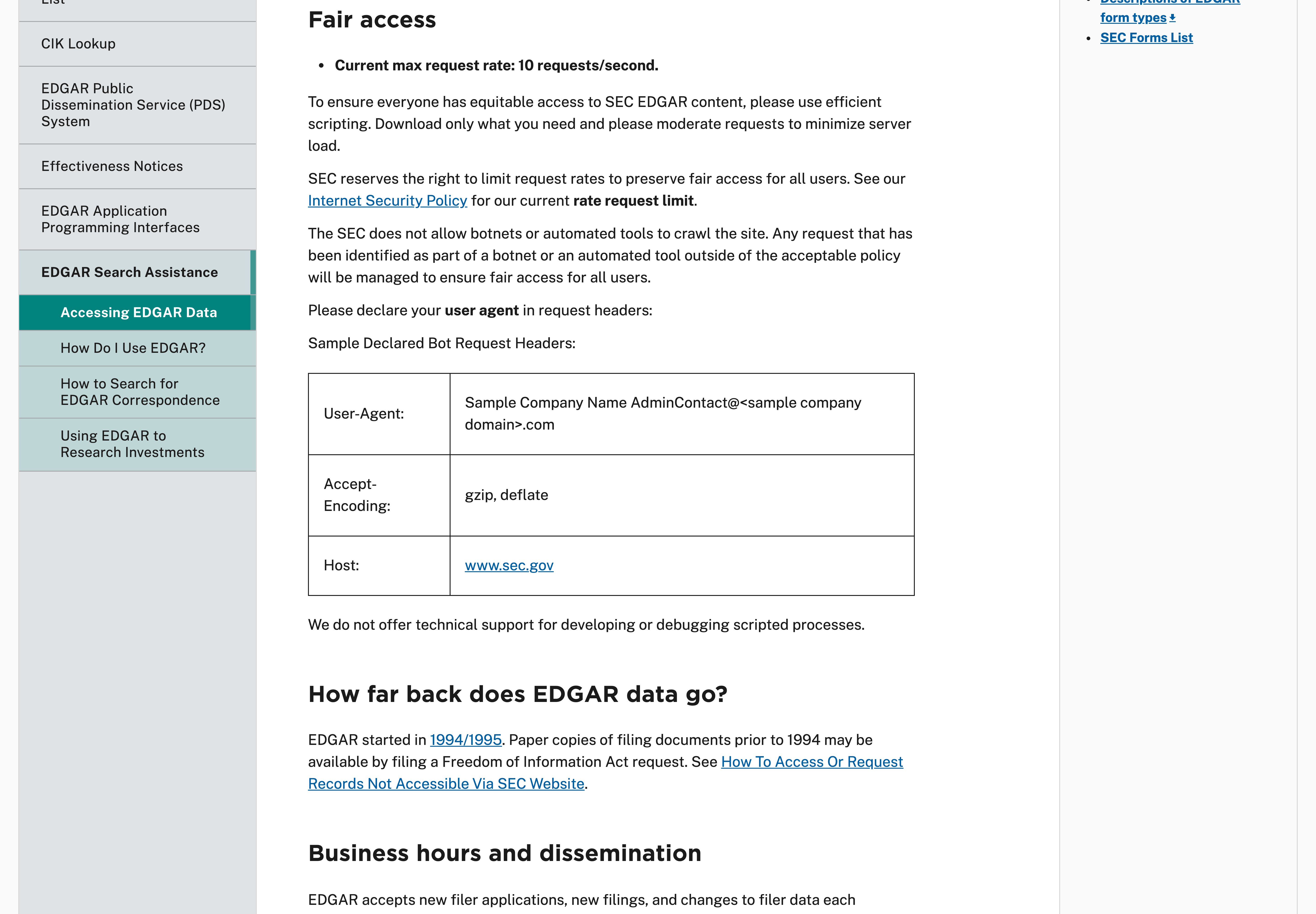 SEC EDGAR fair access rules